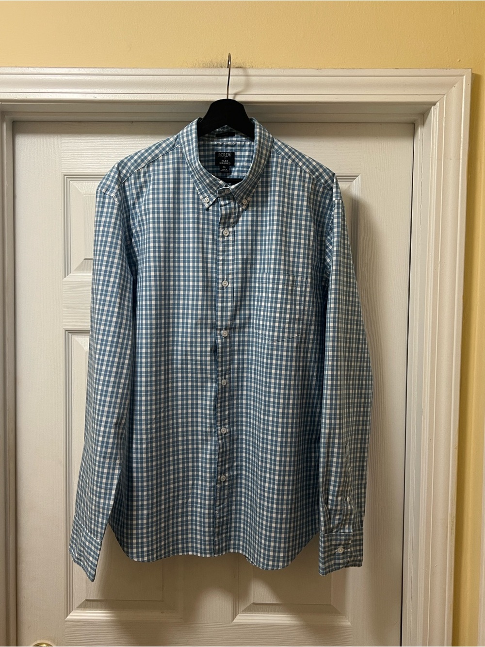 J. Crew Factory Blue and White Plaid Button-Down Shirt